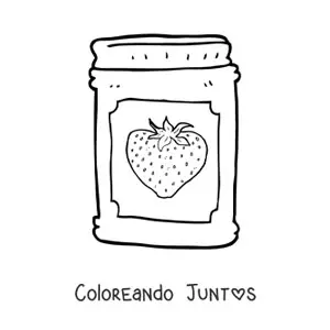 Imagen para colorear de un frasco con jalea de fresa