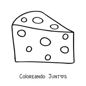 Imagen para colorear de un trozo de queso amarillo