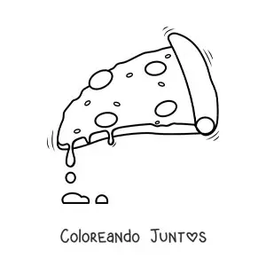 Imagen para colorear de una rebanada de pizza con queso derretido
