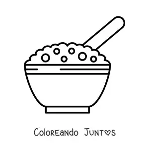 Imagen para colorear de un bowl de cereal con leche