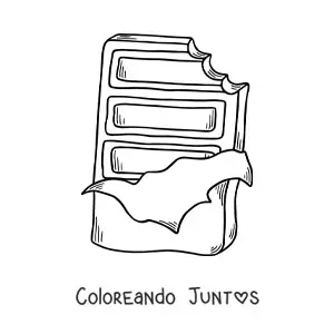 Imagen para colorear de un chocolate en barra mordido