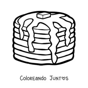 Imagen para colorear de una torre de panqueques con mantequilla derretida