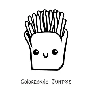 Imagen para colorear de unas papas fritas kawaii