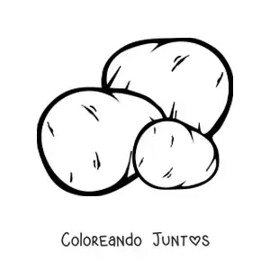 Imagen para colorear de tres patatas enteras