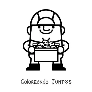 Imagen para colorear de un hombre con una caja de patatas