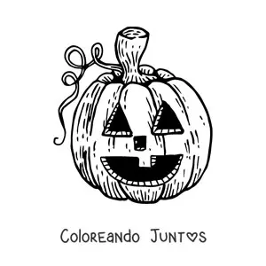 Imagen para colorear de una calabaza con una cara tallada