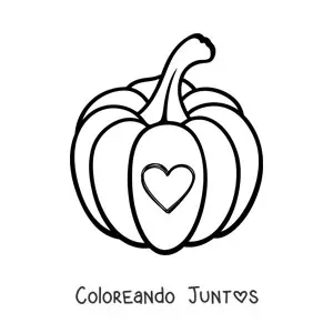 Imagen para colorear de una calabaza con un corazón tallado