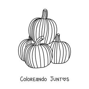 Imagen para colorear de varias calabazas pequeñas