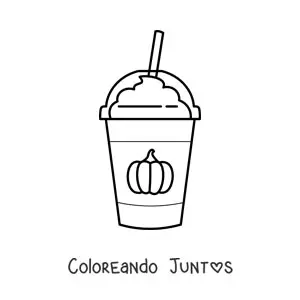 Imagen para colorear de un vaso de café latte de especias de calabaza