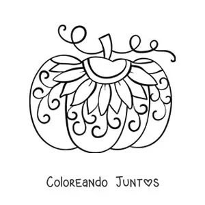 Imagen para colorear de una calabaza con estampado de girasol