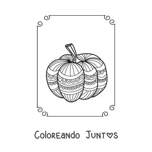 Imagen para colorear de un mandala de calabaza