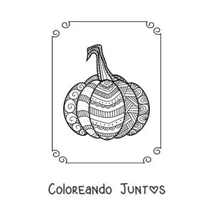 Imagen para colorear de un mandala con forma de calabaza