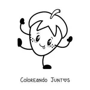 Imagen para colorear de una fresa animada sacando la lengua