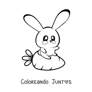 Imagen para colorear de un conejo kawaii con una zanahoria