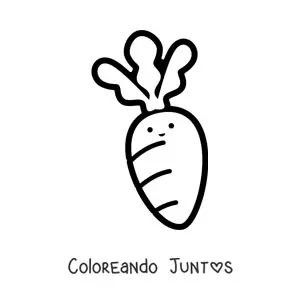 Imagen para colorear de una zanahoria kawaii