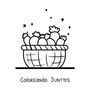 Imagen para colorear de una canasta con varias zanahorias
