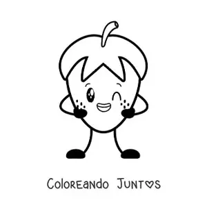 Imagen para colorear de una fresa animada guiñando un ojo