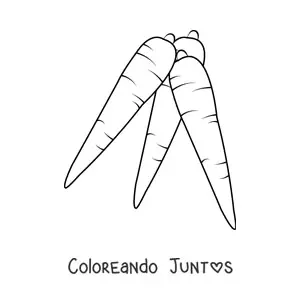 Imagen para colorear de  tres zanahorias sin hojas