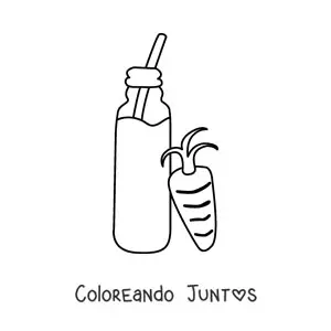Imagen para colorear de una botella con jugo de zanahoria