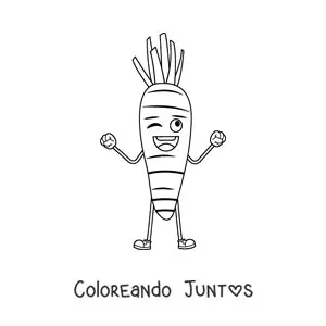 Imagen para colorear de una zanahoria animada feliz