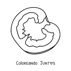 Imagen para colorear de un tomate partido a la mitad