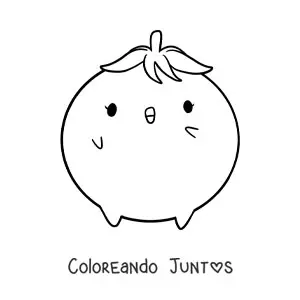 Imagen para colorear de un tomate kawaii feliz