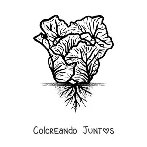 Imagen para colorear de una planta de lechuga realista