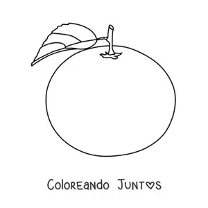 Imagen para colorear de una naranja con hoja y tallo