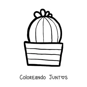 Imagen para colorear de un cactus pequeño con una flor
