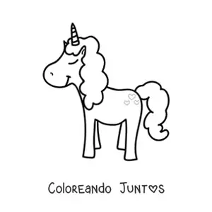 Imagen para colorear de un unicornio kawaii