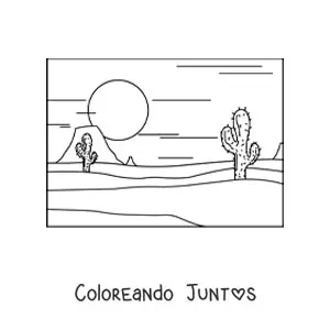 Imagen para colorear de dos cactus en el desierto