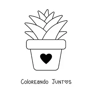 Imagen para colorear de una planta suculenta en una maceta