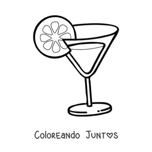 Imagen para colorear de un cóctel decorado con una rodaja de naranja