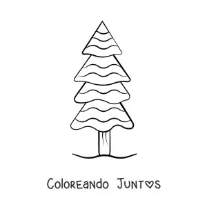 Imagen para colorear de un pino dibujado con rayas