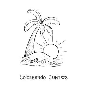 Palmera y Sol en la playa