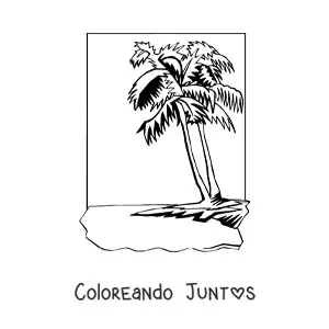 Imagen para colorear de dos palmeras en la playa