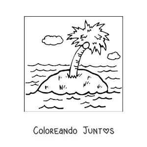 Imagen para colorear de una palmera en una isla