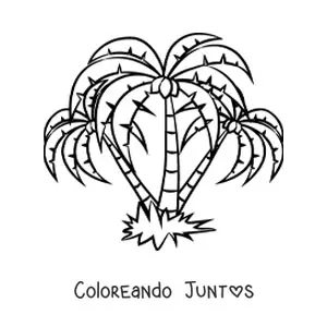 Imagen para colorear de tres palmeras tropicales