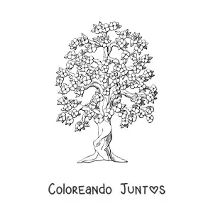 Imagen para colorear de un cerezo en flor