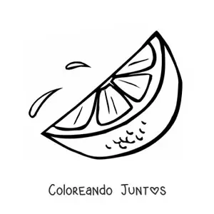 Imagen para colorear de un trozo de naranja jugoso