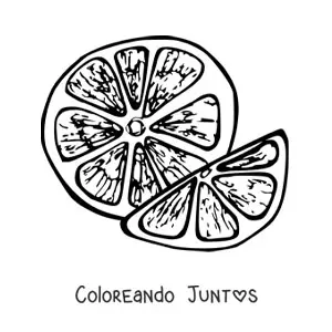 Imagen para colorear de dos trozos de naranja