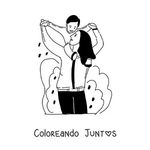 Imagen para colorear de una mamá jugando con su hijo