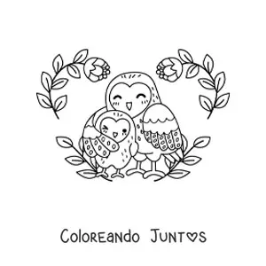 Imagen para colorear de una mamá lechuza con su cría