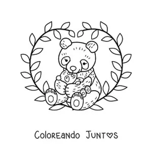 Imagen para colorear de una mamá panda con su cría