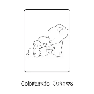 Imagen para colorear de una mamá elefante con su cría