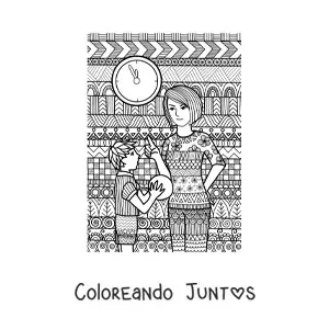 Imagen para colorear de una mamá regañando a su hijo