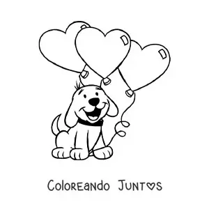Perro animado con globos de corazón