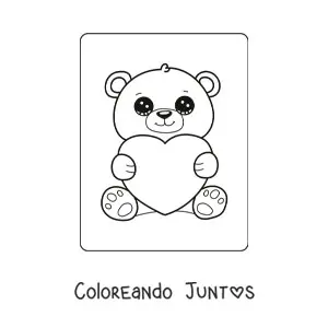 Oso kawaii con corazón de San Valentín