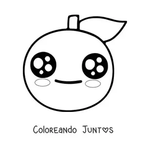 Imagen para colorear de una naranja kawaii animada con ojos grandes