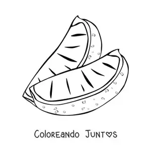 Imagen para colorear de dos trozos de naranja